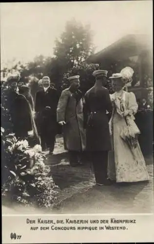 Ak Der Kaiser, die Kaiserin und der Kronprinz auf dem Concours hippique in Westend