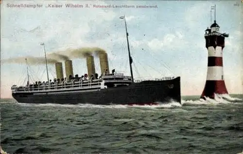 Ak Schnelldampfer Kaiser Wilhelm II., Norddeutscher Lloyd Bremen NDL, Leuchtturm