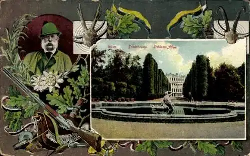 Litho Wien 13 Hietzing Österreich, Schönbrunn, Schloss Allee