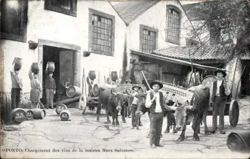 Ak Oporto Porto Portugal, Chargemet des Vins de la Maison Marx Salomon