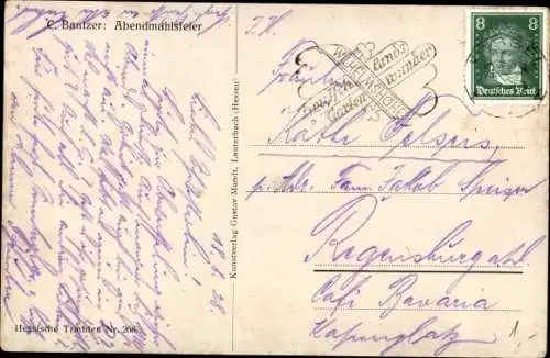 Künstler Ak Bantzer, C., Abendmahlsfeier, Hessische Trachten