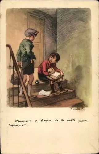 Künstler Ak Poulbot, Francisque, Ligue Nationale Contre le Taudis, Kinder, Tintenfass