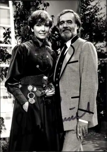 Foto Schauspieler Elmar Gunsch, Moderatorin Carolin Reiber, Porträt, Autogramm