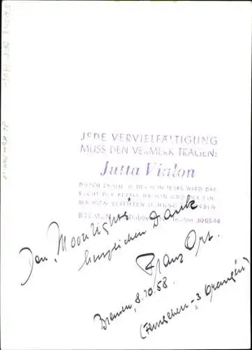 Foto Komponist Franz Ort, Autogramm