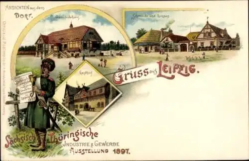 Litho Leipzig in Sachsen, Sächs. Thür. Industrie- und Gewerbeausstellung 1897, Gemeindehaus