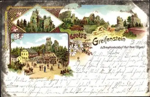 Litho Ehrenfriedersdorf im Erzgebirge, Greifenstein, Hotel, Felsformationen