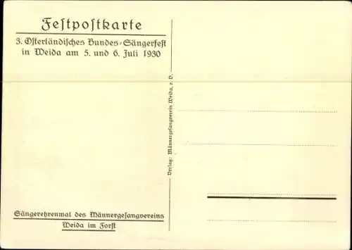 Künstler Ak Bock, H., Weida in Thüringen, Sängerehrenmal des Männergesangvereins