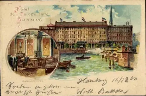 Litho Hamburg, Hotel de l'Europe, Rauchzimmer