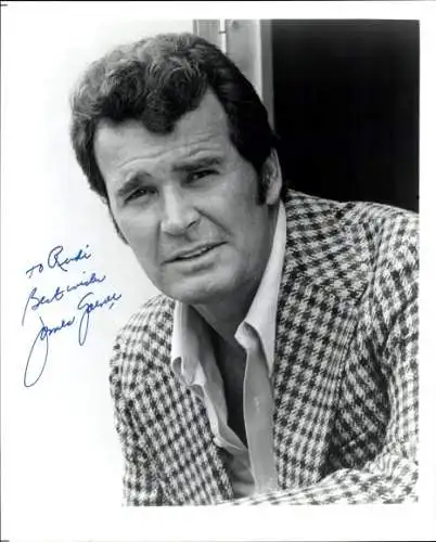 Foto Schauspieler James Garner, Portrait, Autogramm