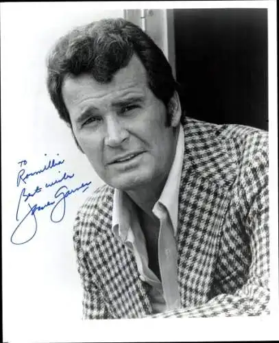 Foto Schauspieler James Garner, Portrait, Autogramm