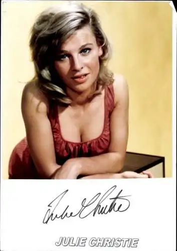 Foto Schauspielerin Julie Christie, Portrait, Autogramm