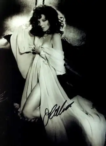 Foto Schauspielerin Joan Collins, Portrait, Autogramm