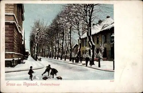 Ak Vegesack Hansestadt Bremen, Kirchenstraße, Winter