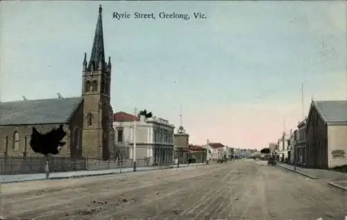 Ak Geelong Victoria Australien, Ryrie Street, Kirche