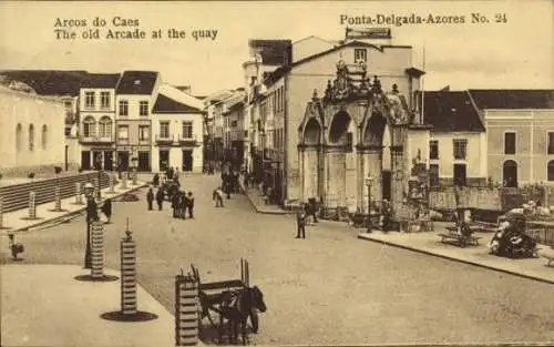 Ak Ponta Delgada Sao Miguel Azoren, Straßenpartie am Hafen