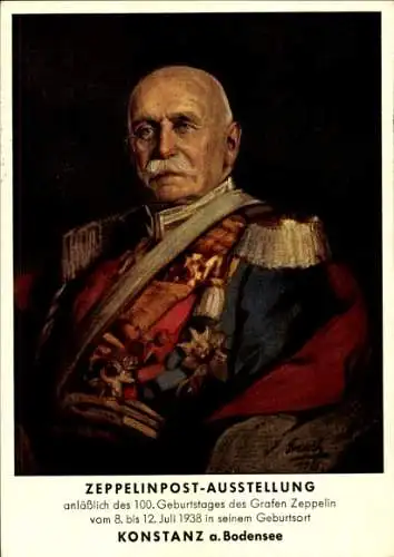 Ganzsachen Künstler Ak Emerich, Graf von Zeppelin, Portrait als General der Kavallerie, Uniform