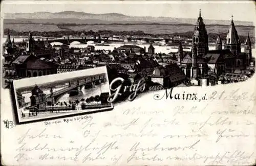 Vorläufer Litho Mainz, Gesamtansicht, Neue Rheinbrücke