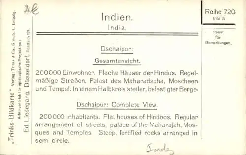 Ak Dschaipur Region Rajasthan Indien, Blick über die Stadt hinweg