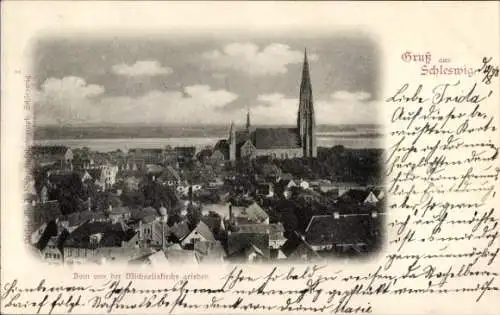 Ak Schleswig an der Schlei, Blick von der Michaeliskirche zum Dom