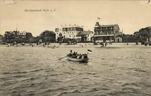 Ak Wyk auf Föhr Nordfriesland, Ruderboot, Strand