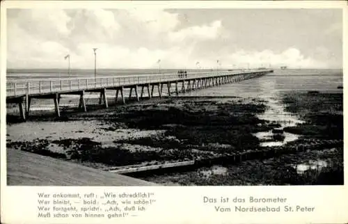 Ak Nordseebad Sankt Peter Ording, Seebrücke, Gedicht