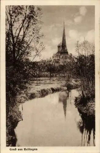 Ak Rellingen in Holstein, Teilansicht, Kirche