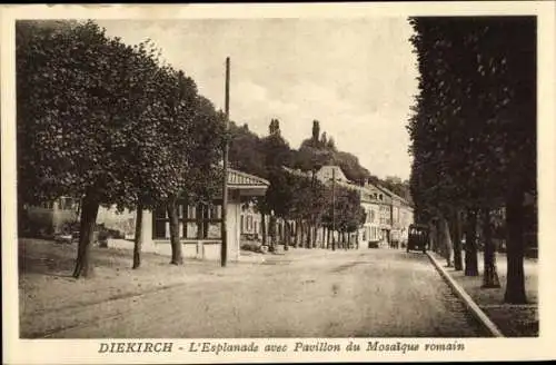 Ak Diekirch Luxemburg, Esplanade mit römischem Mosaikpavillon