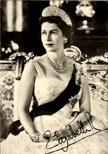 Ak Königin Elizabeth II von Großbritannien, Portrait, Protokoll des Besuchs in Hamburg 1965