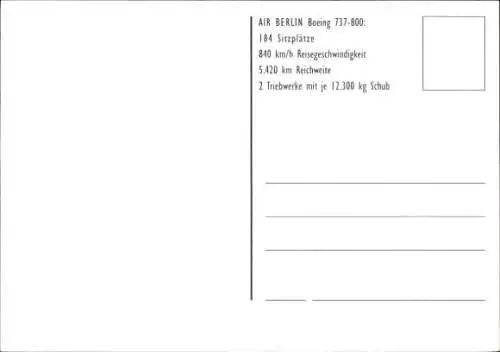Ak Deutsches Passagierflugzeug, Air Berlin, Boeing 737 800
