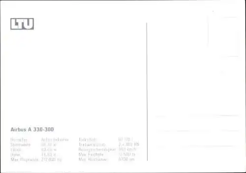 Ak Deutsches Passagierflugzeug, LTU, Airbus A 330 300