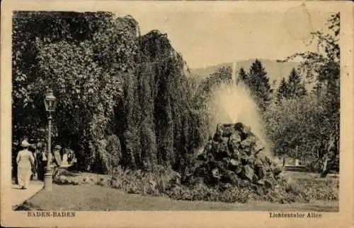 Ak Baden Baden am Schwarzwald, Lichtentaler Allee, Fontäne