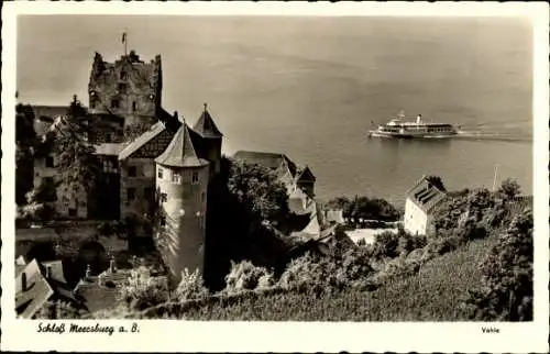 Ak Meersburg am Bodensee, Schloss, Dampfschiff