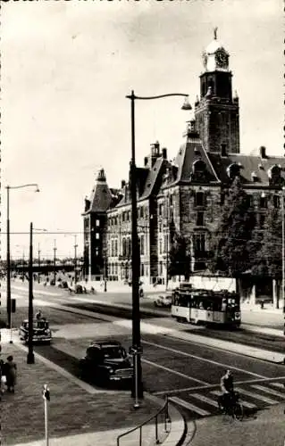 Ak Rotterdam Südholland Niederlande, Rathaus, Straßenbahn