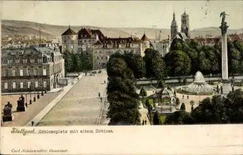 Ak Stuttgart in Württemberg, Schlossplatz, altes Schloss