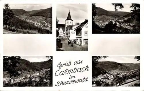 Ak Calmbach Bad Wildbad im Schwarzwald, Panorama, Teilansicht, Turm