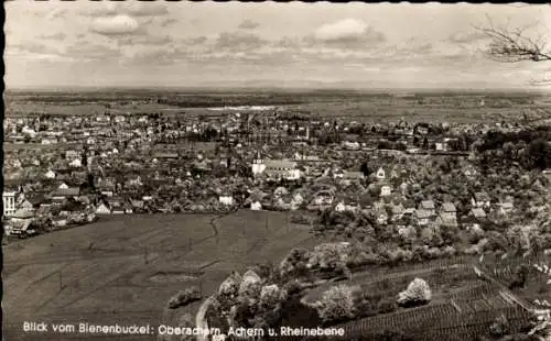 Ak Oberachern Achern in Baden Schwarzwald, Blick vom Bienenbuckel, Achern, Rheinebene