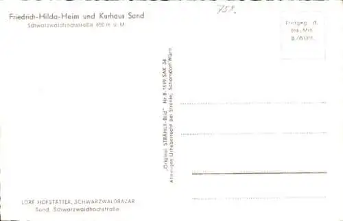 Ak Sand Bühl in Baden, Sandsee, Kurhaus Sand, Friedrich-Hilda-Heim