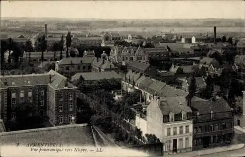 Ak Armentières Nord, Panoramablick Richtung Nieppe