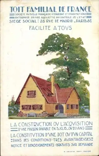 Künstler Ak Paris, Toit Familial de France, La Construction ov l'Acquisition