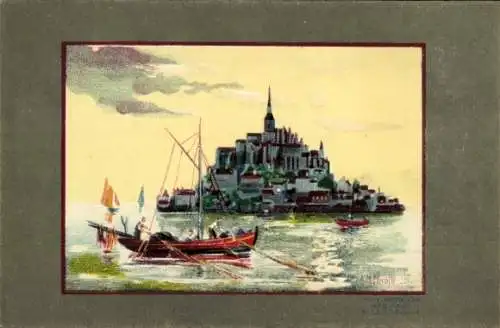 Halt gegen das Licht Litho Le Mont Saint Michel Manche