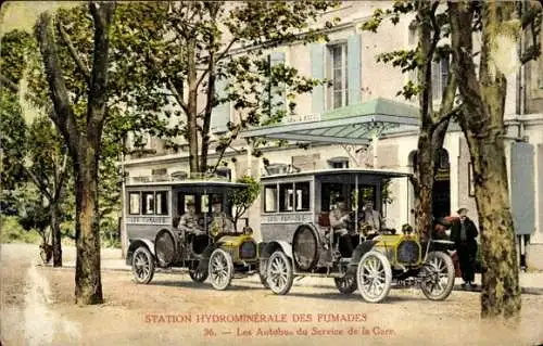 Ak Allègre les Fumades Gard, Station Hydrominerale des Fumades, les Autobus du Service de la Gare