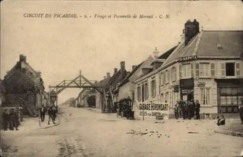 Ak Moreuil Somme, Circuit de Picardie, Virage et Passerelle de Moreuil