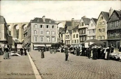 Ak Morlaix Finistère, Markt