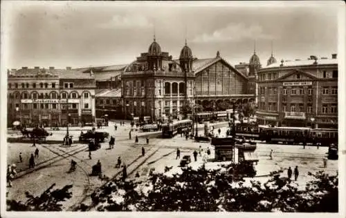 Ak Budapest Ungarn, Berliner Platz mit Westbahnhof