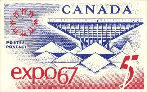 Ak Montreal Québec Kanada, Reproduction of Commemorative Stamp, Canadian Pavillon