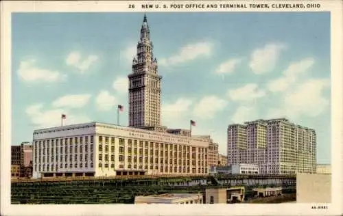 Ak Cleveland Ohio USA, Postamt und Terminal Tower