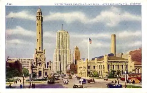 Ak Chicago Illinois USA, Watertower and Palmolive Building