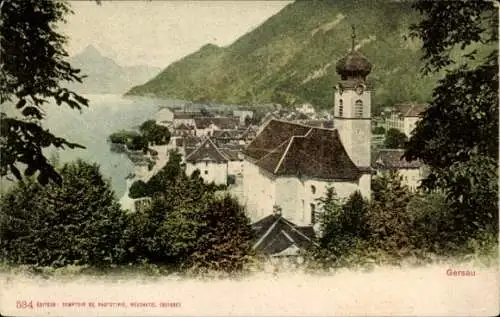 Ak Gersau Kanton Schwyz, Teilansicht, Kirche