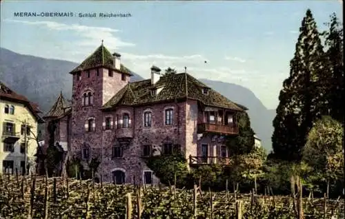 Ak Obermais Maia Alta Meran Merano Südtirol, Schloss Reichenbach