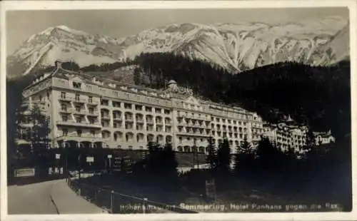 Ak Semmering in Niederösterreich, Hotel Panhans gegen die Rax